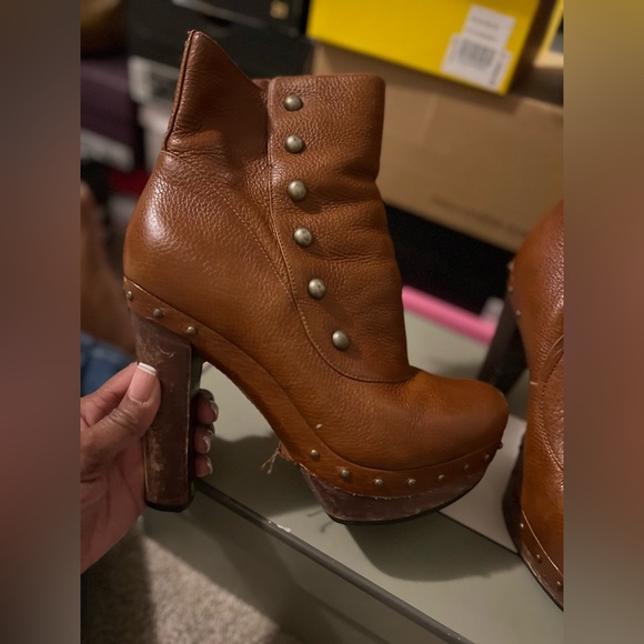 UGG Brown Ankle Boots with Stud Details - Picture 2 of 8